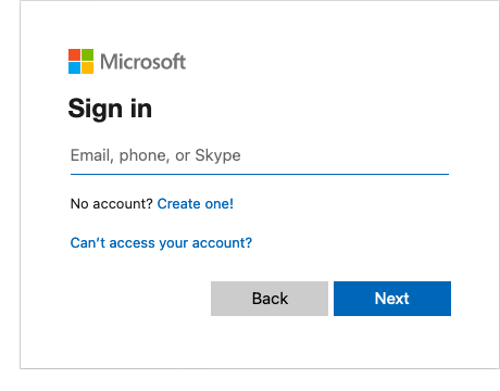 login screen